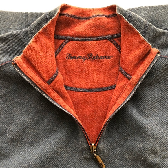 Tommy Bahama Mens Sweater 1/4 Zip Reversible - Picture 2 of 6